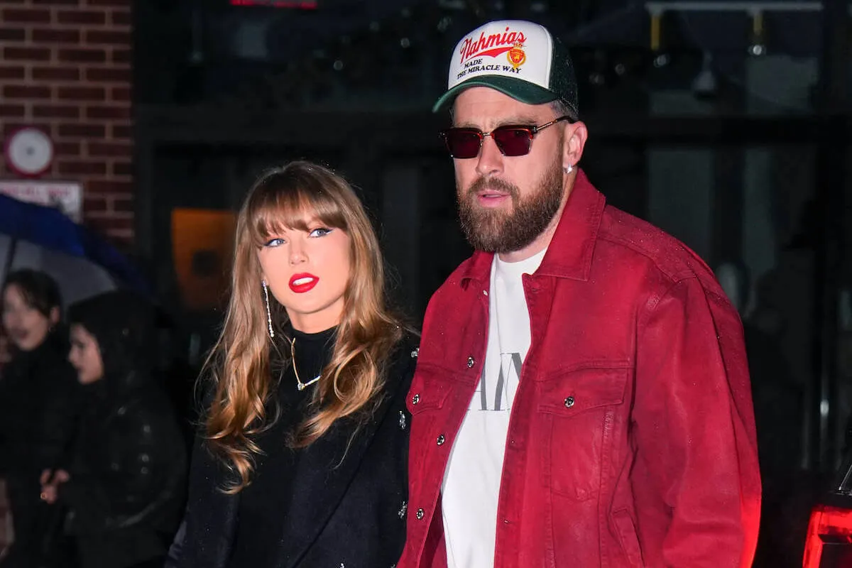 Taylor Swift and Travis Kelce, whom Kylie Kelce found out were dating when she was 'together' with husband Jason Kelce, in 2024