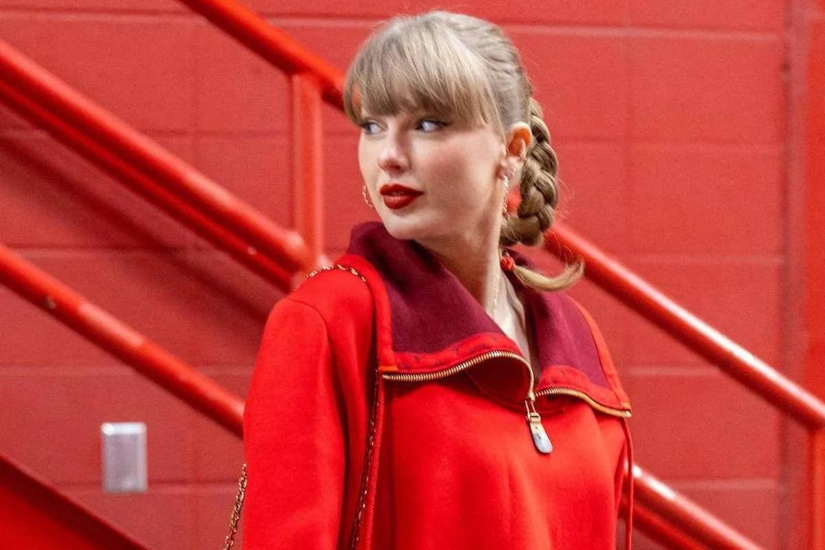 Taylor Swift in a game day outfit at a Kansas City Chiefs game