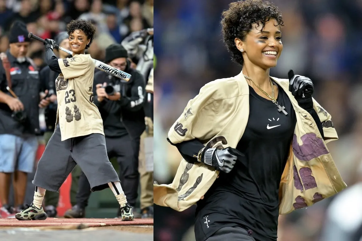 Singer Tyla runs the bases at the 2025 Cactus Jack Foundation HBCU Celebrity Softball Classic