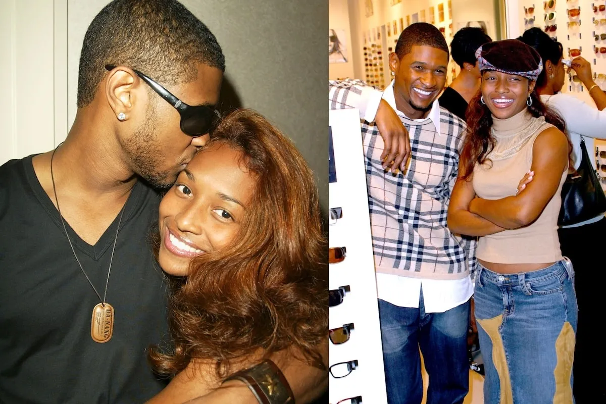 Singer Usher kisses Chilli on the cheek in 2003