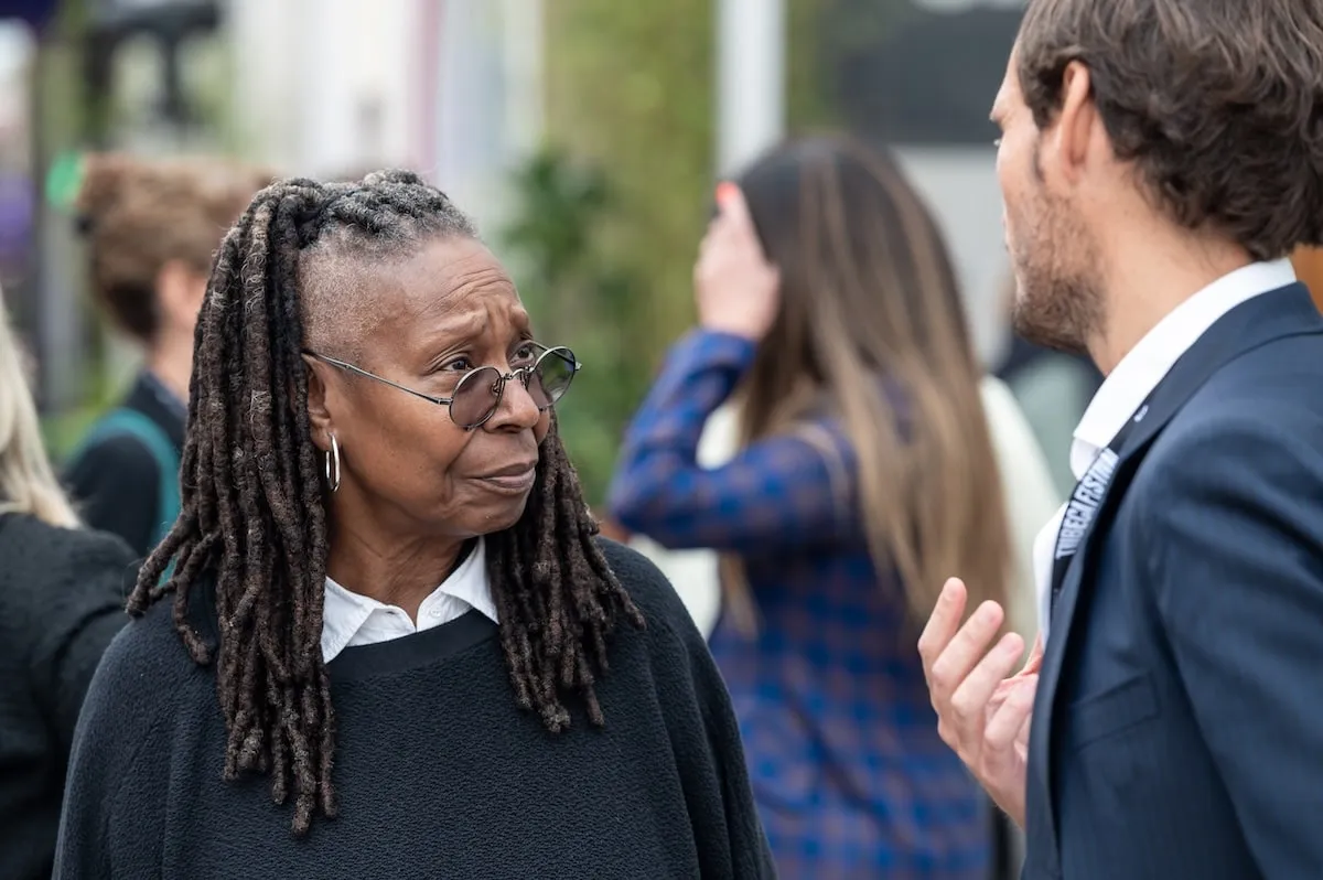 Actor Whoopi Goldberg arrives for day 1 of Tribeca Festival Lisboa and speaks with a representative