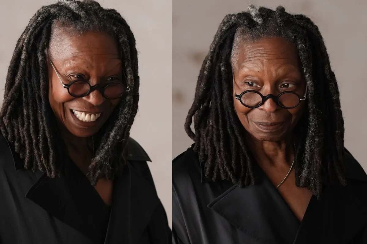 Actor Whoopi Goldberg, wearing a black top, poses for a portrait at Paris Fashion Week 2025