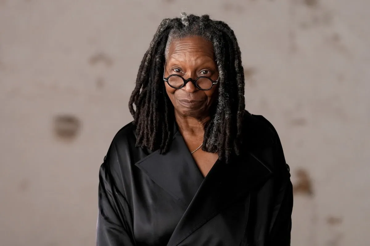 Actor Whoopi Goldberg, wearing a black top, poses for a portrait at Paris Fashion Week 2025