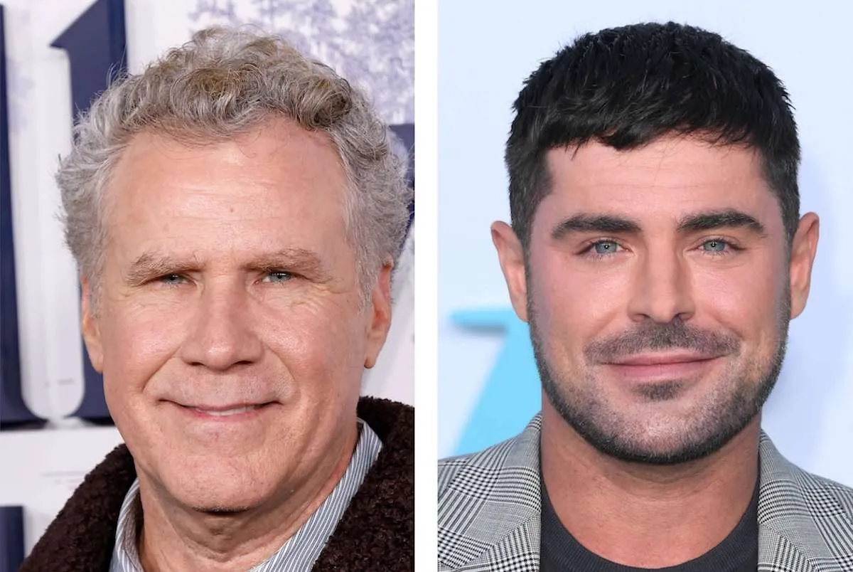 Will Ferrell smiles alongside Zac Efron, who he's starring in a new movie with, in a composite image.