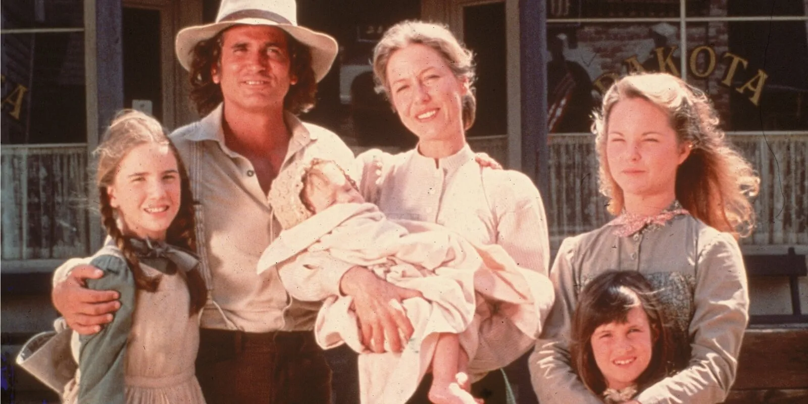 Melissa Gilbert (L) and the cast of 'Little House on the Prairie' in the 1970s