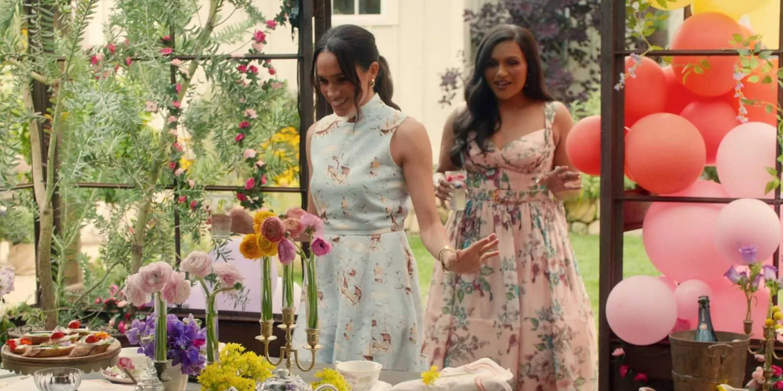 Meghan Markle and Mindy Kaling on the set of her Netflix series 'With Love, Meghan'