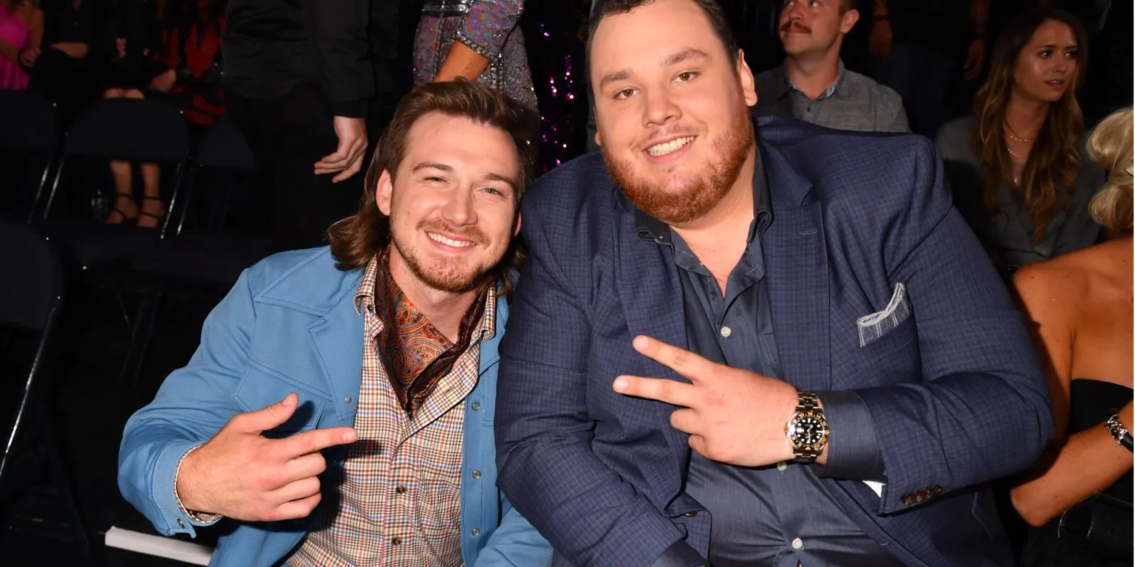 Morgan Wallen and Luke Combs attend the 2019 CMT Music Awards at Bridgestone Arena on June 05, 2019 in Nashville, Tennessee.