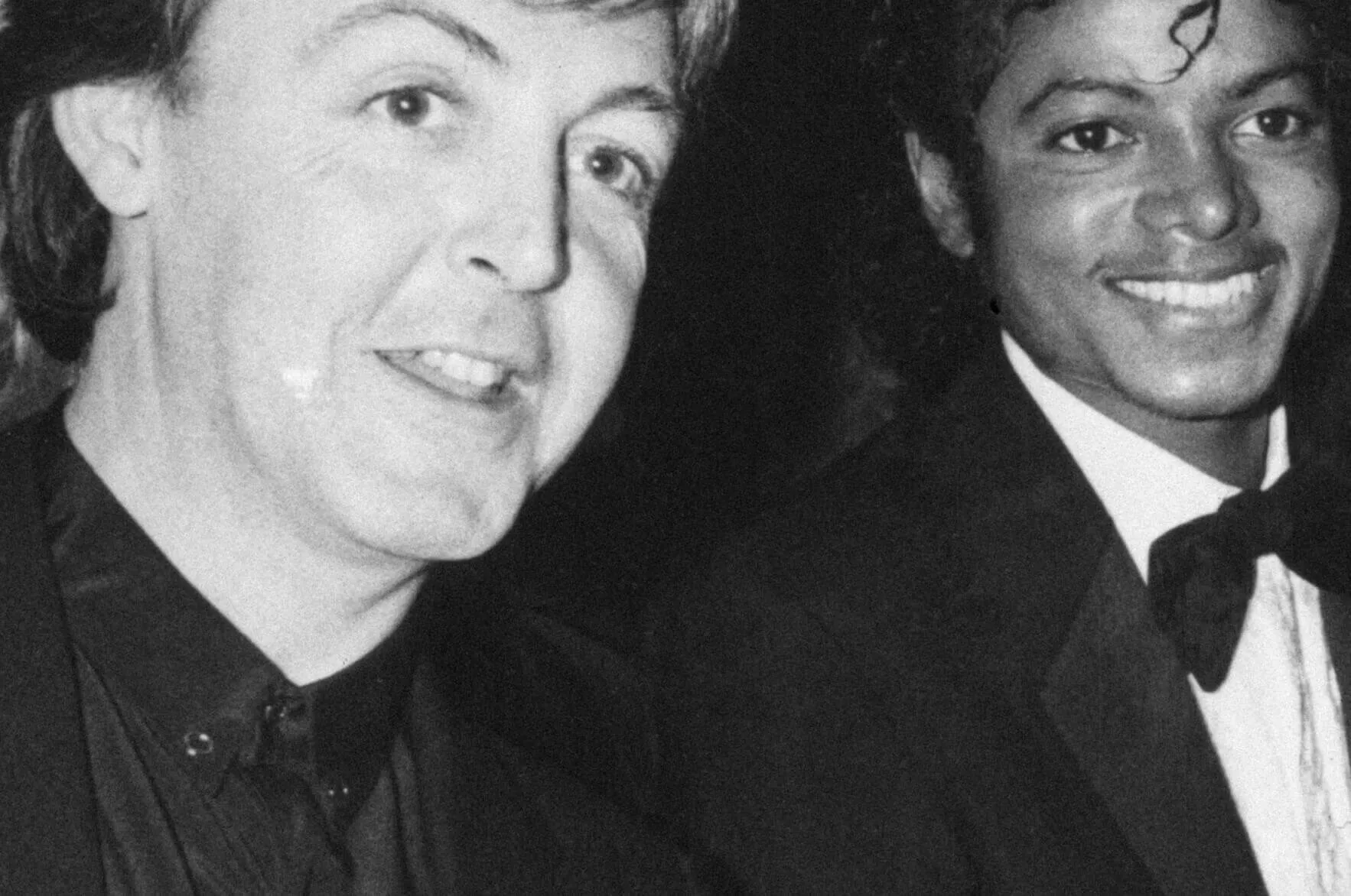 The Beatles' Paul McCartney with Michael Jackson in black-and-white